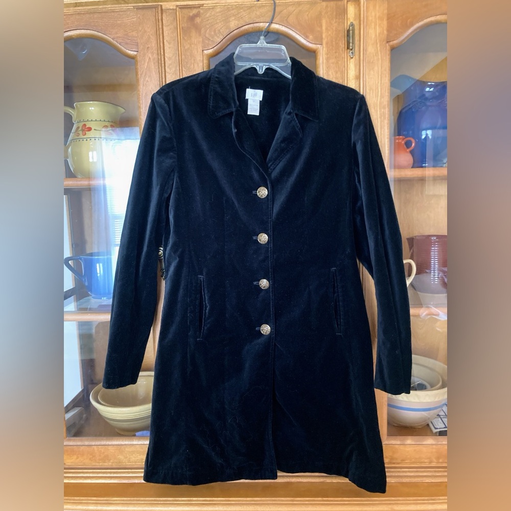 Pretty black lightweight J.Jill coat. 100% cotton velvet.